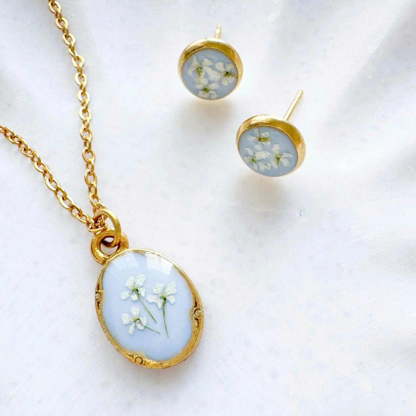 *Custom* Leah Pressed Flower Earrings | Gold