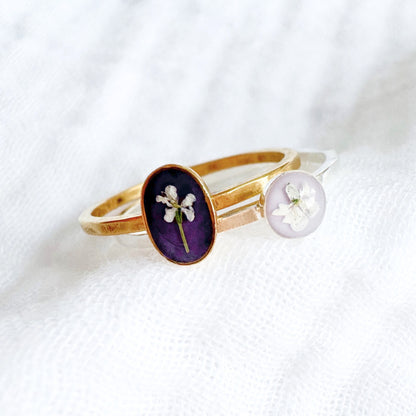 Cecilia Pressed Flower Ring | Silver