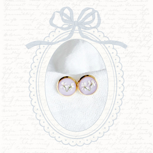 Mary Pressed Flower Earrings | Gold