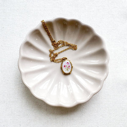 Purple Coneflower Botanical Illustration Pendant Necklace | Gold