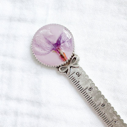 Lila Pressed Flower Bookmark | Silver
