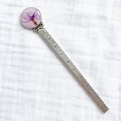 Lila Pressed Flower Bookmark | Silver