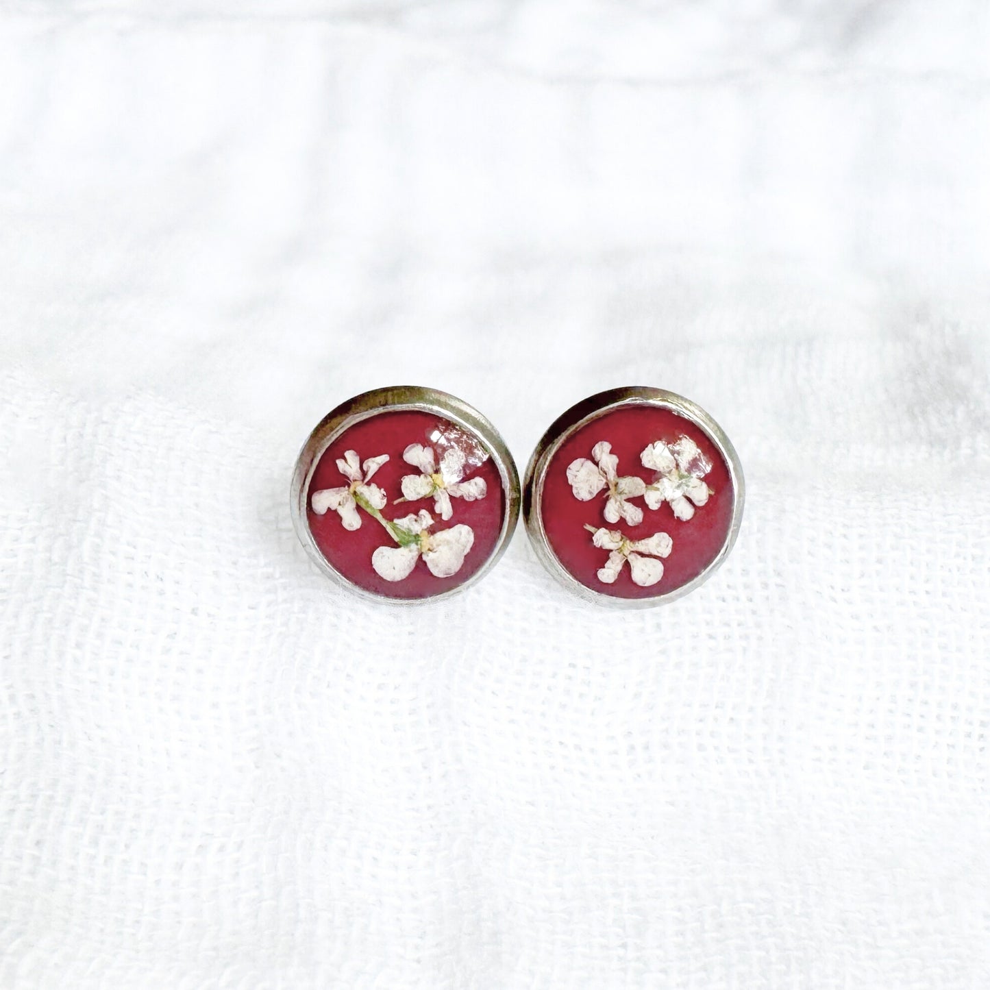 Rachael Pressed Flower Earrings | Silver