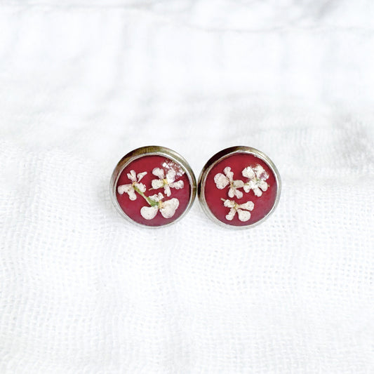 Rachael Pressed Flower Earrings | Silver