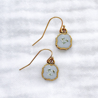 Raechelle Pressed Flower Drop Earrings | Gold
