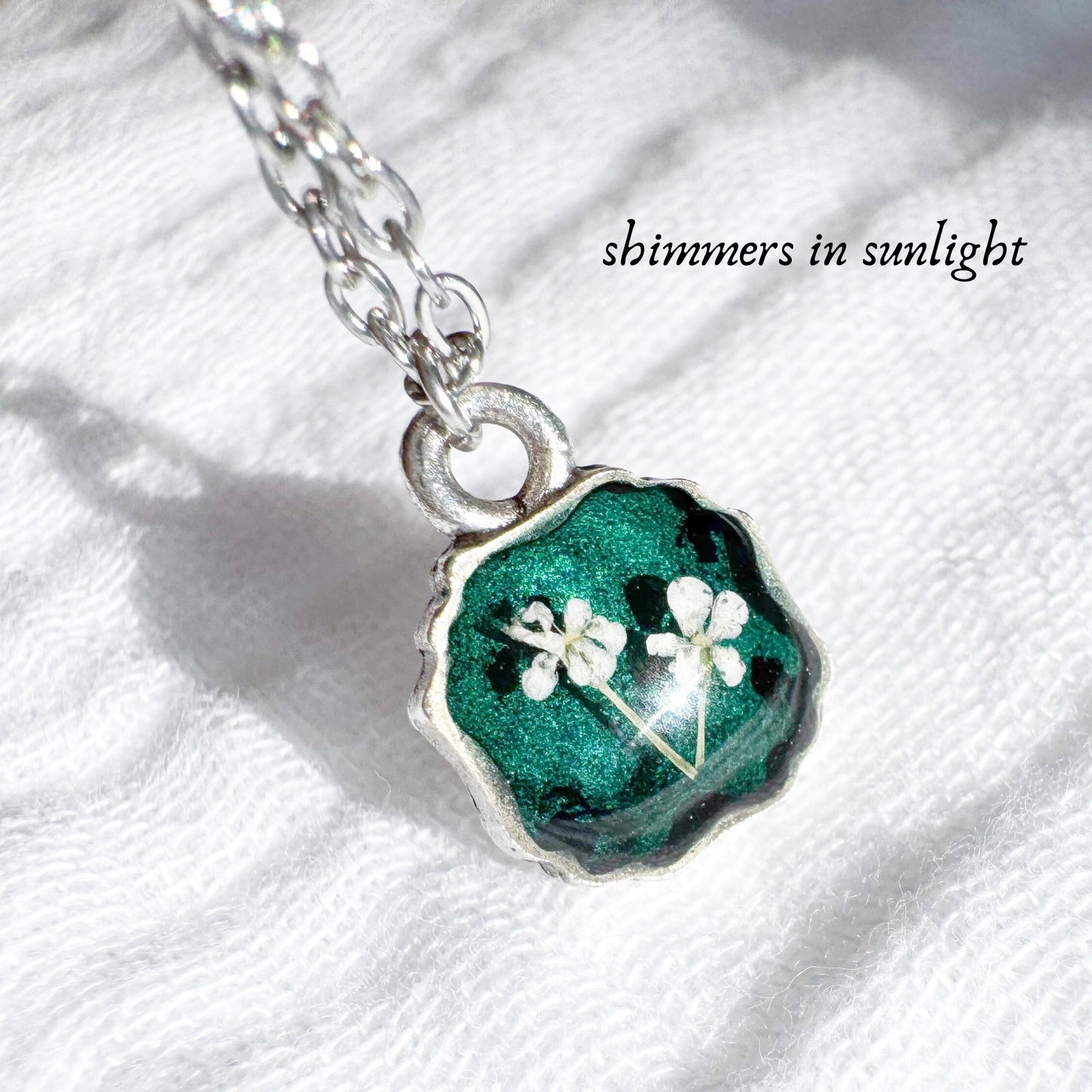 Willow Mini Ornate Pressed Flower Necklace | Silver