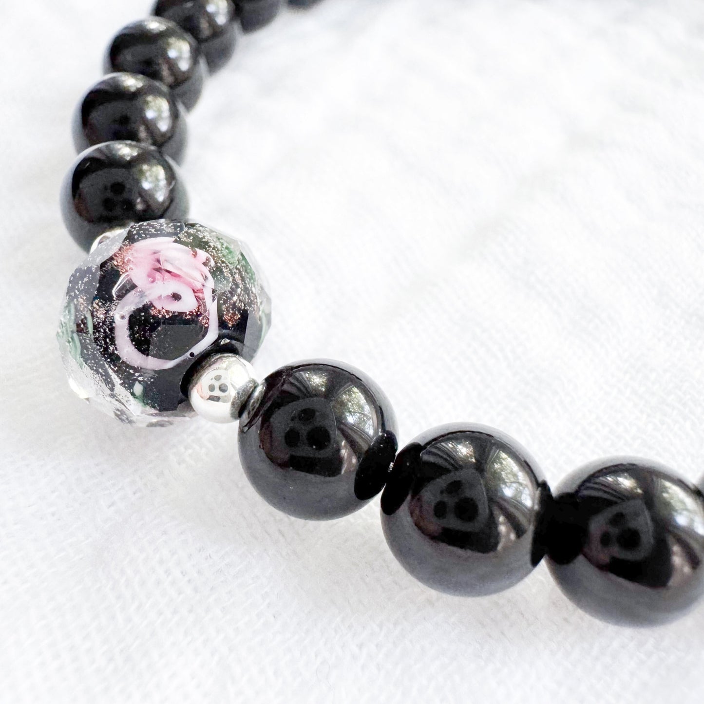 Obsidian Rose Bracelet | Silver