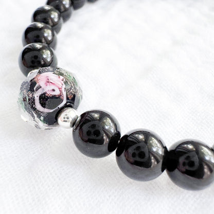 Obsidian Rose Bracelet | Silver