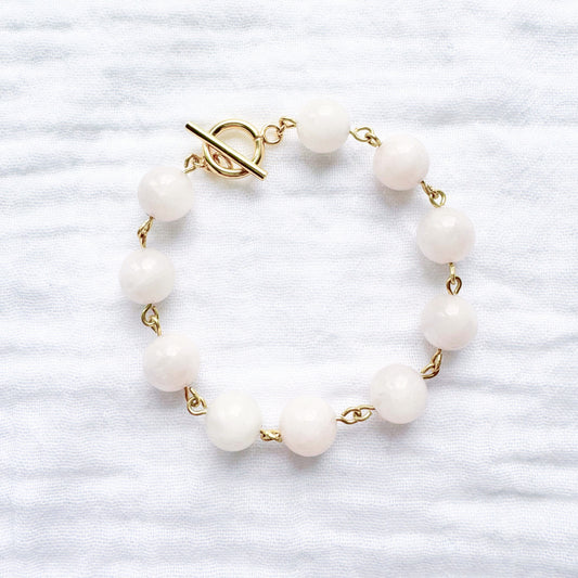 Rose Quartz Gemstone Bracelet | Gold
