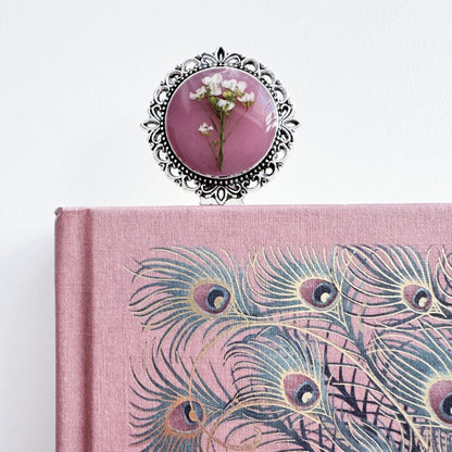 Rosemary Pressed Flower Bookmark | Silver