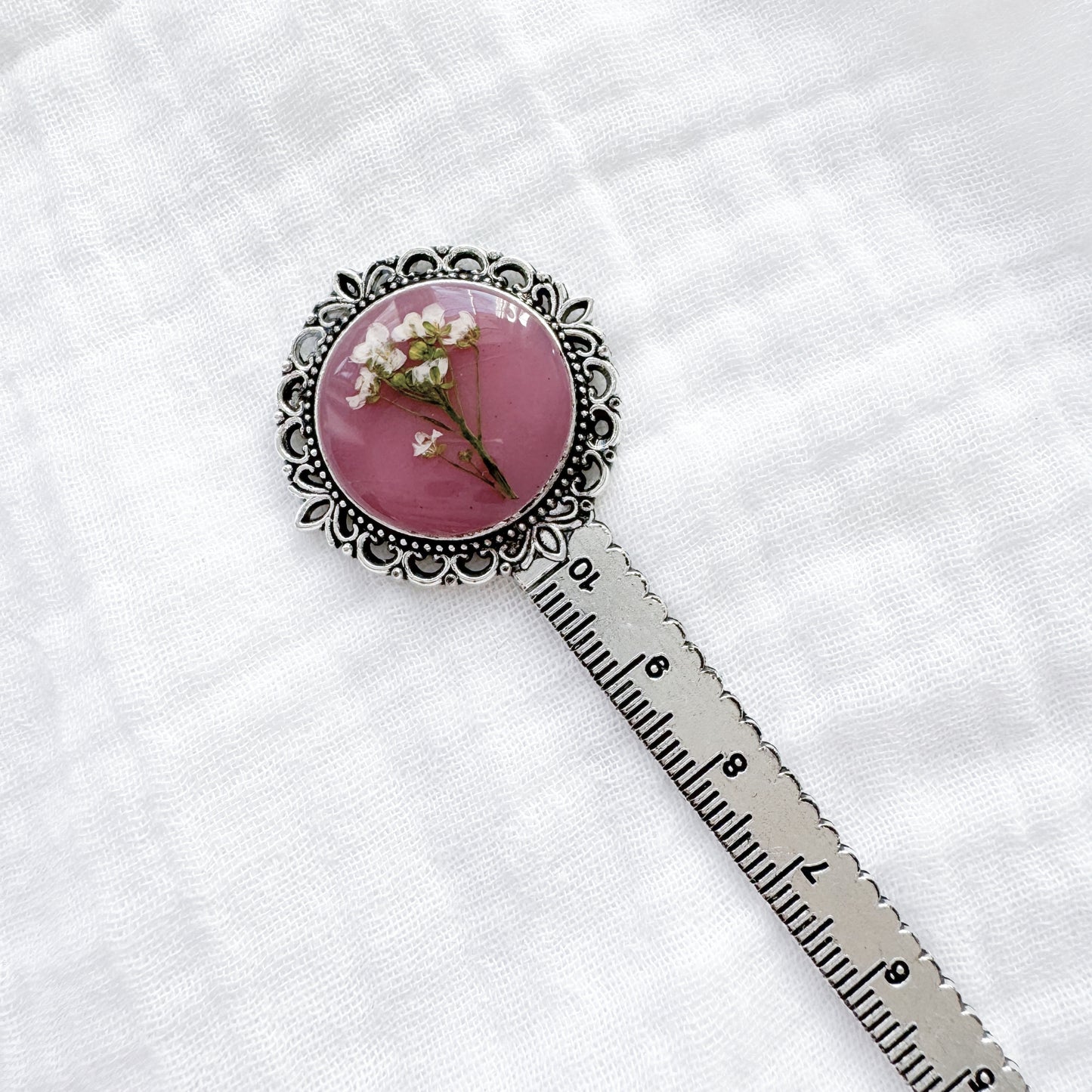 Rosemary Pressed Flower Bookmark | Silver