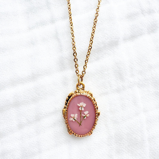 Rosie Pressed Flower Necklace | Gold