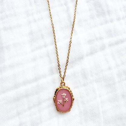 Rosie Pressed Flower Necklace | Gold