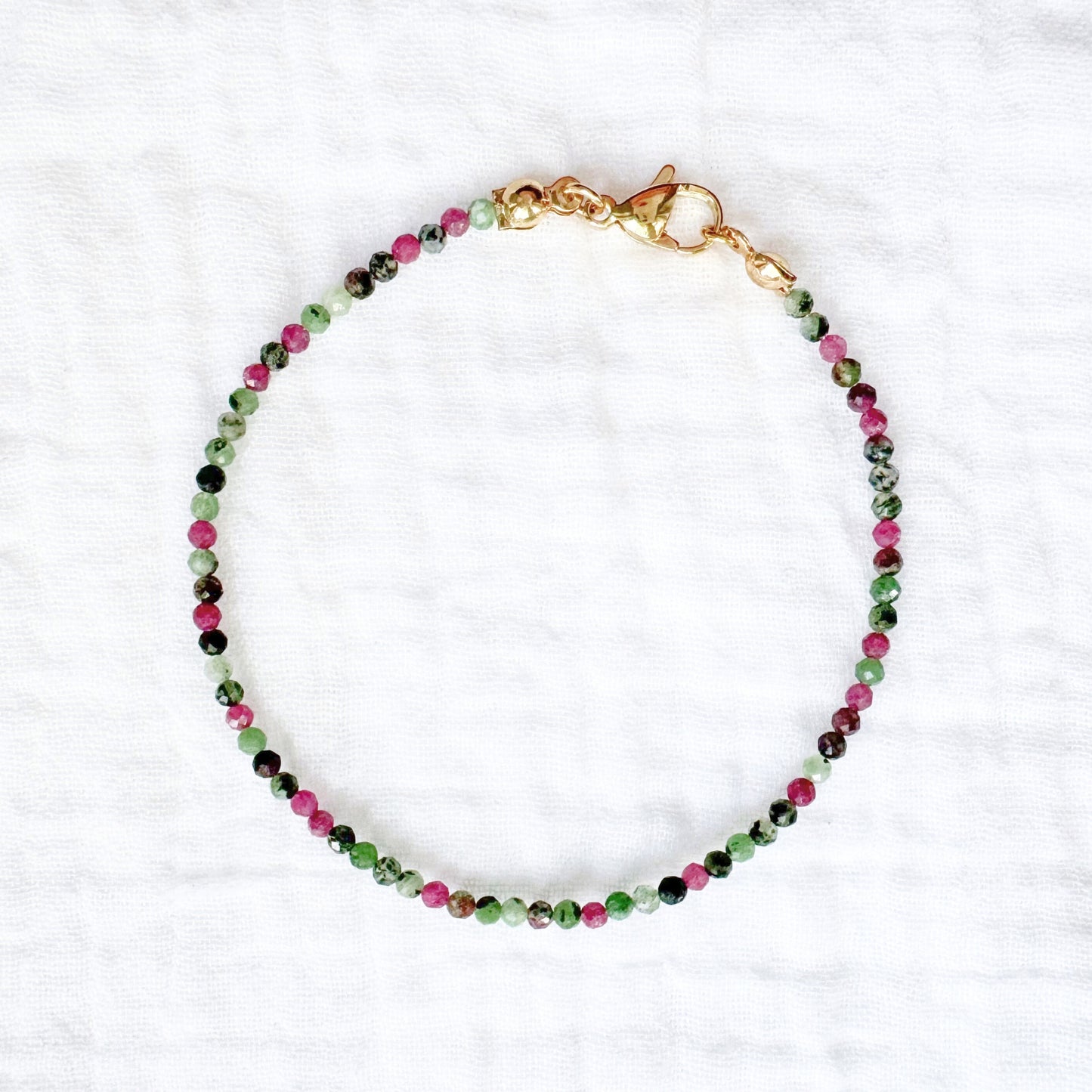 Ruby Zoisite Gemstone Stacking Bracelet | Gold