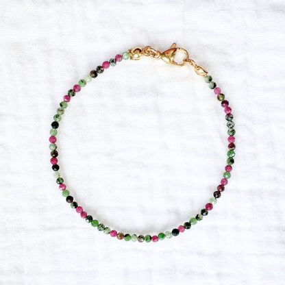 Ruby Zoisite Gemstone Stacking Bracelet | Gold