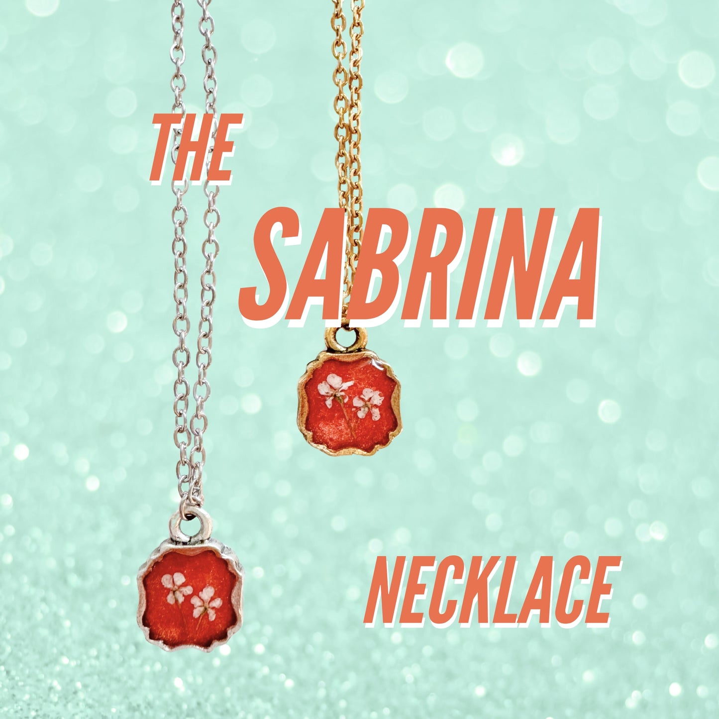 Sabrina Mini Frame Pressed Flower Necklace | Silver