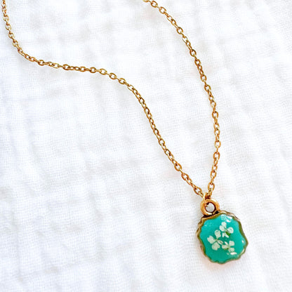 Ophelia Mini Frame Pressed Flower Necklace | Gold