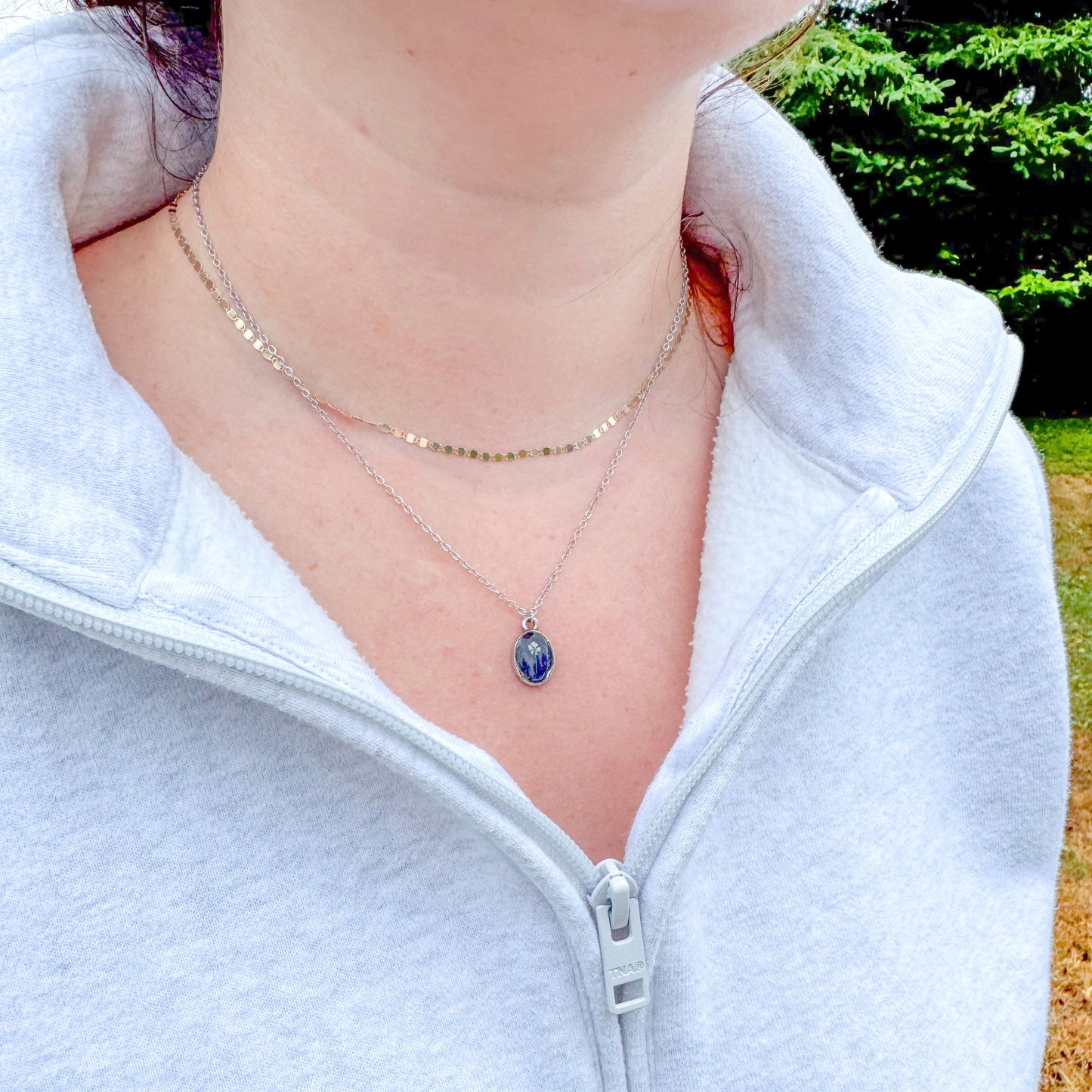 Céline Mini Ornate Pressed Flower Necklace | Silver