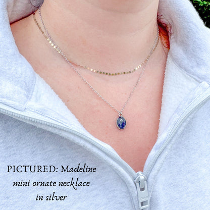 Chloe Mini Ornate Pressed Flower Necklace | Silver