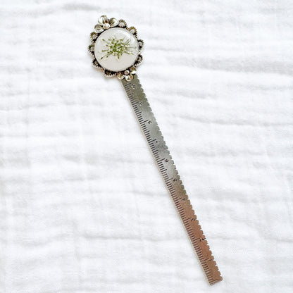 Snow White Pressed Flower Bookmark | Silver