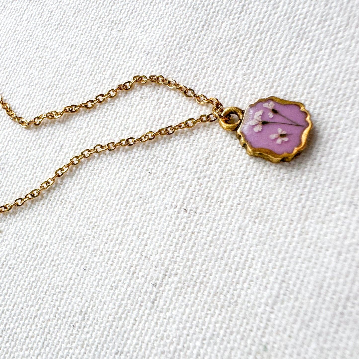 Sophie Pressed Flower Necklace | Gold