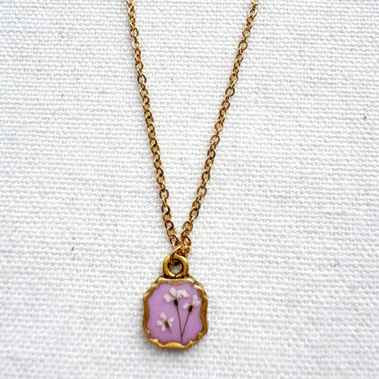 Sophie Pressed Flower Necklace | Gold