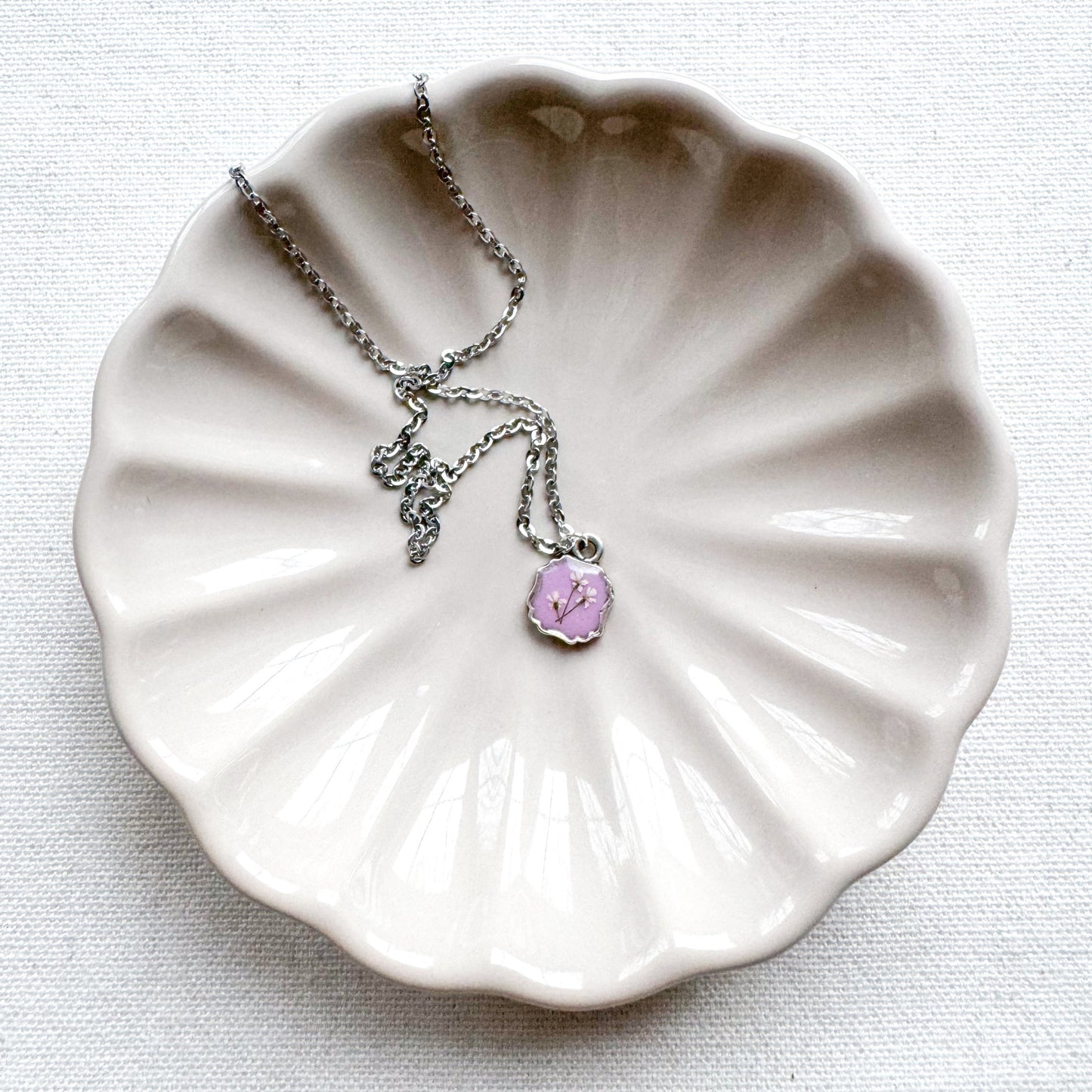 Sophie Pressed Flower Necklace | Silver