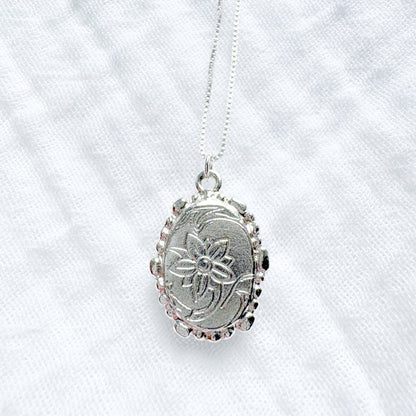 *Custom* Denise Ornate Pressed Flower Necklace | Sterling Silver