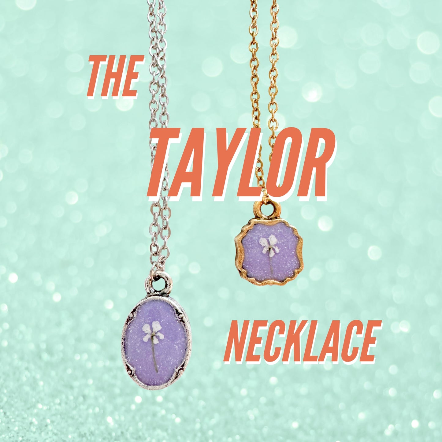 Taylor Mini Frame Pressed Flower Necklace | Gold