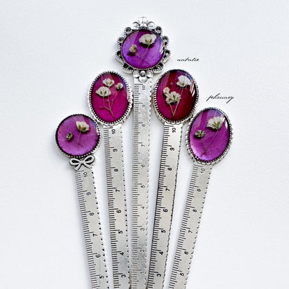 Natalie Pressed Flower Bookmark | Silver