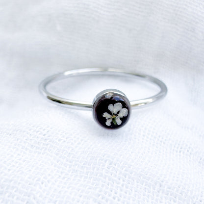 Viola Pressed Flower Ring | Silver