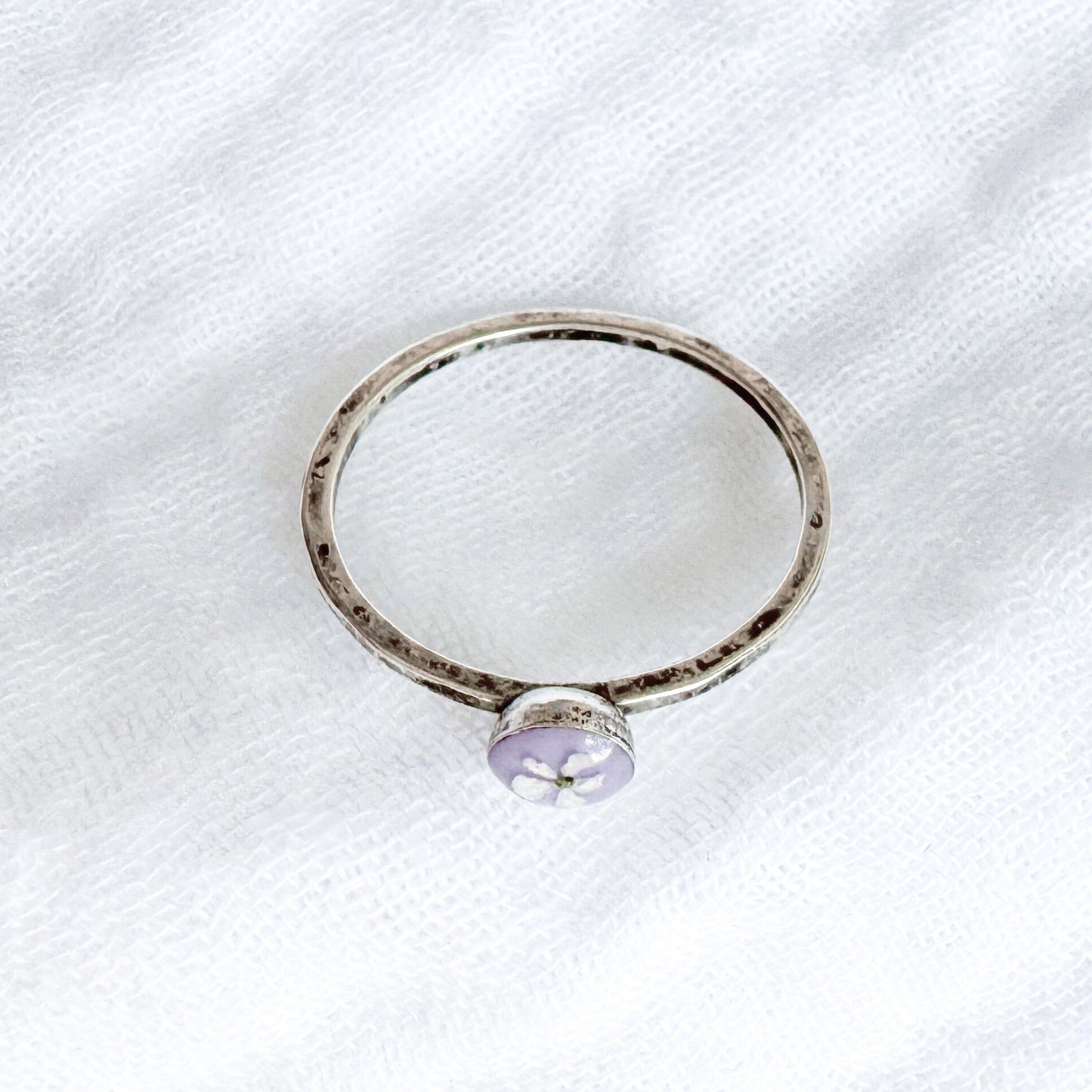Violet Pressed Flower Ring | Silver