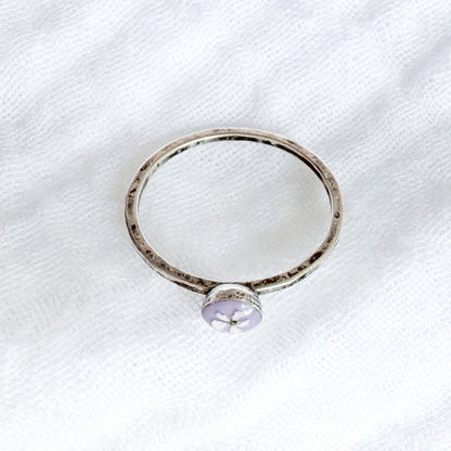 Violet Pressed Flower Ring | Silver