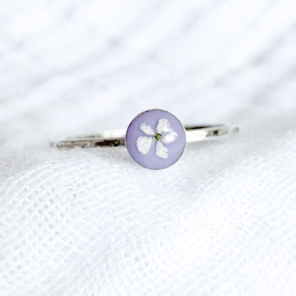 Violet Pressed Flower Ring | Silver
