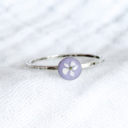 Violet Pressed Flower Ring | Silver