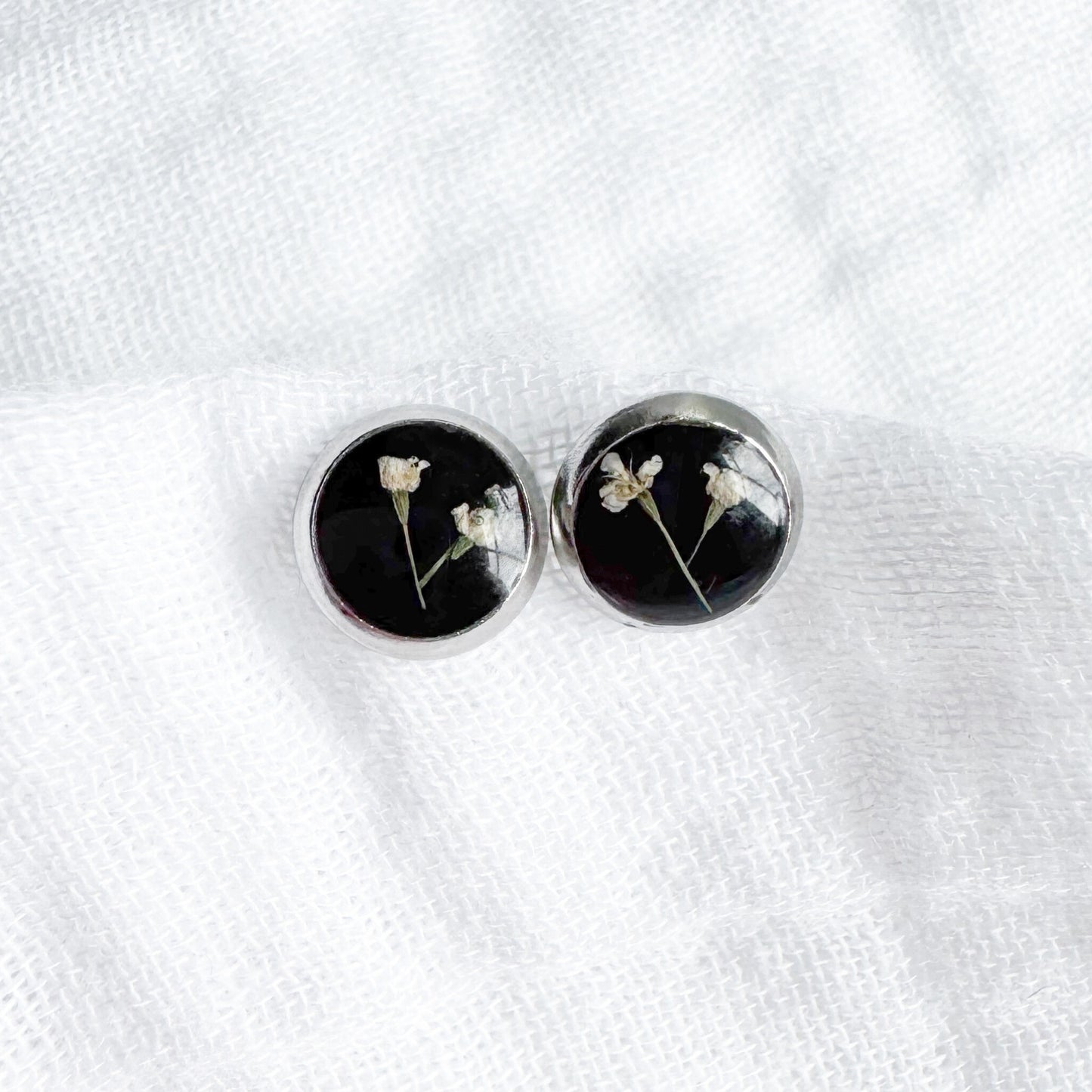 Vivienne Pressed Flower Earrings | Silver