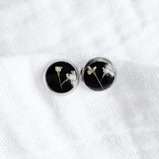 Vivienne Pressed Flower Earrings | Silver