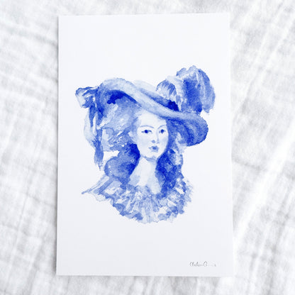 French Lady Watercolour Fine Art Print