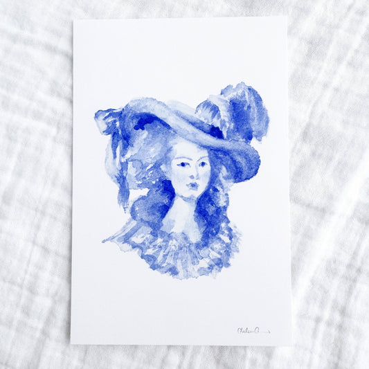 French Lady Watercolour Fine Art Print