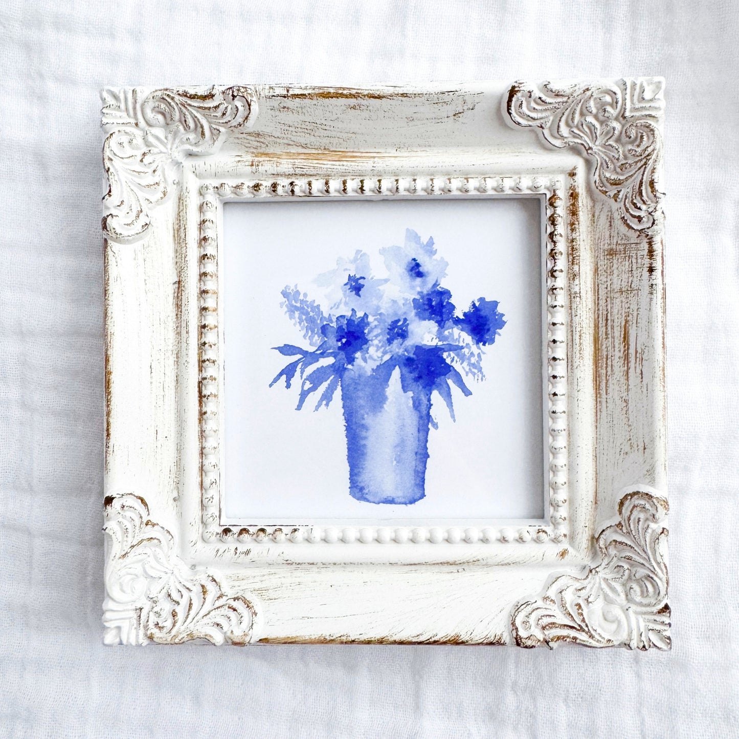 Flowerpot Watercolour Fine Art Print 3x3 | Framed