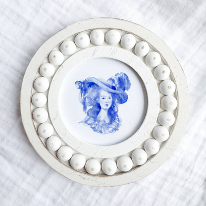 French Lady Watercolour Fine Art Print, 3x3 | Framed