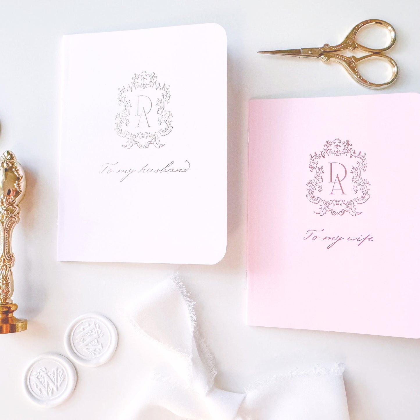 Wedding Vow Books | Custom Ornate Crest