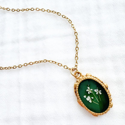 Fern Ornate Pressed Flower Necklace | Gold
